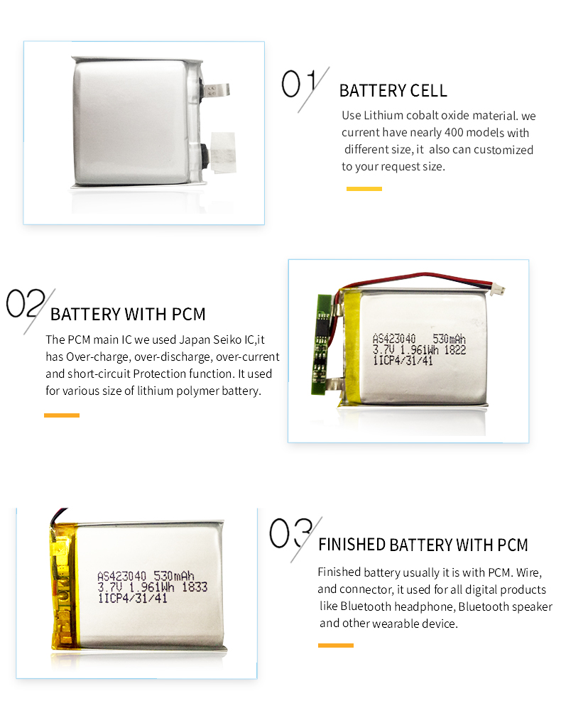 A&S Power Lithium Polymer Battery Detail Display