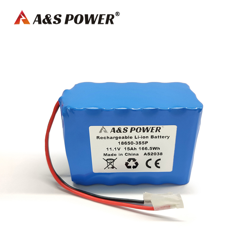 A&S Power 18650 3S5P 11.1v 15ah lithium ion battery