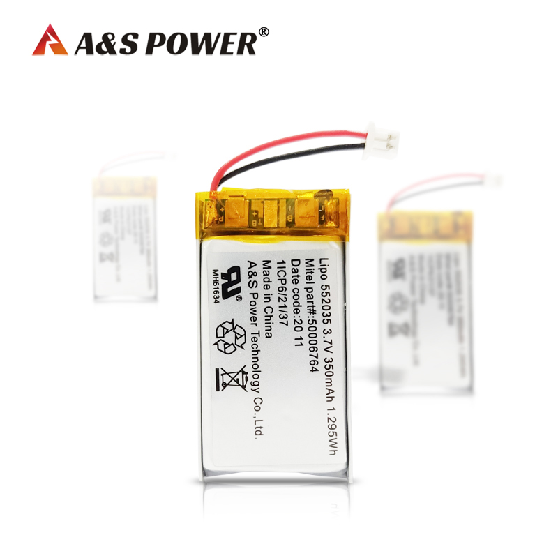 A&S Power 552035 3.7v 350mah rechargeable lithium polymer battery