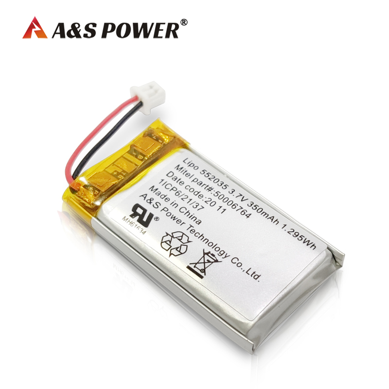 A&S Power 552035 3.7v 350mah rechargeable lithium polymer battery