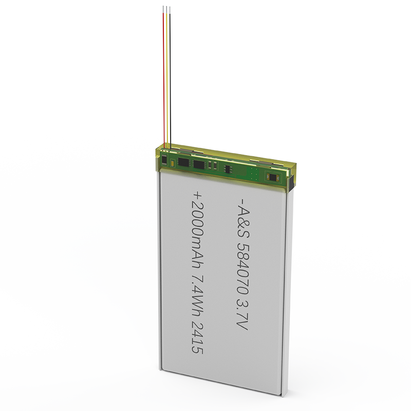 AS584070 3.7v 2000mAh Rechargeable Li-Polymer Battery 500 Deep Cycles