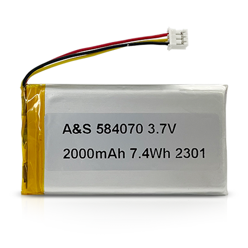 AS584070 3.7v 2000mAh Rechargeable Li-Polymer Battery 500 Deep Cycles
