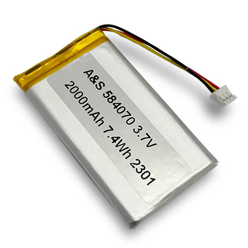AS584070 3.7v 2000mAh Rechargeable Li-Polymer Battery 500 Deep Cycles