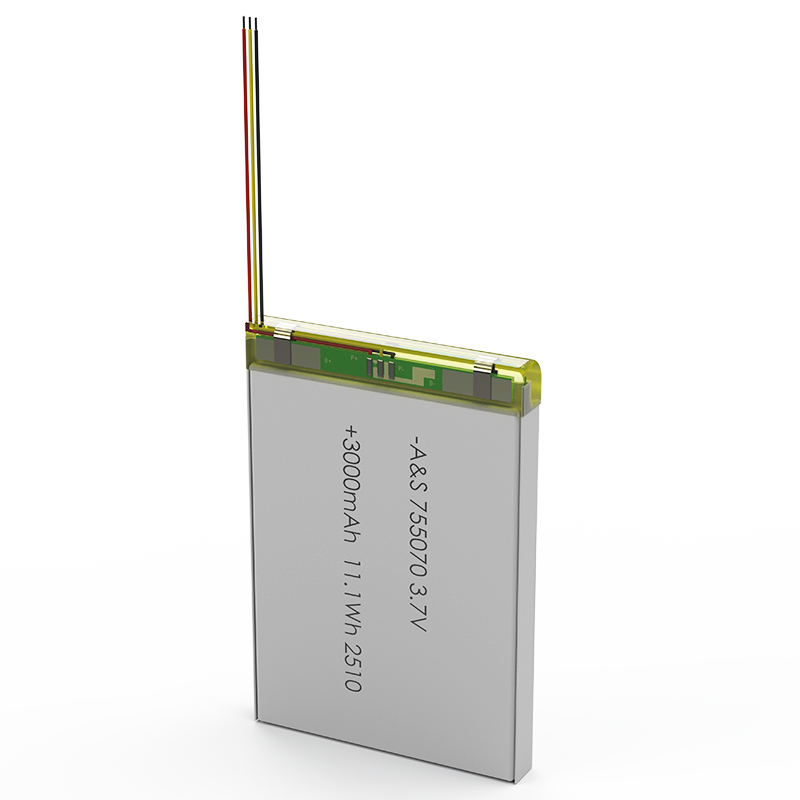 AS755070 3.7v 3000mAh Rechargeable LiPo Battery 500 Deep Cycles