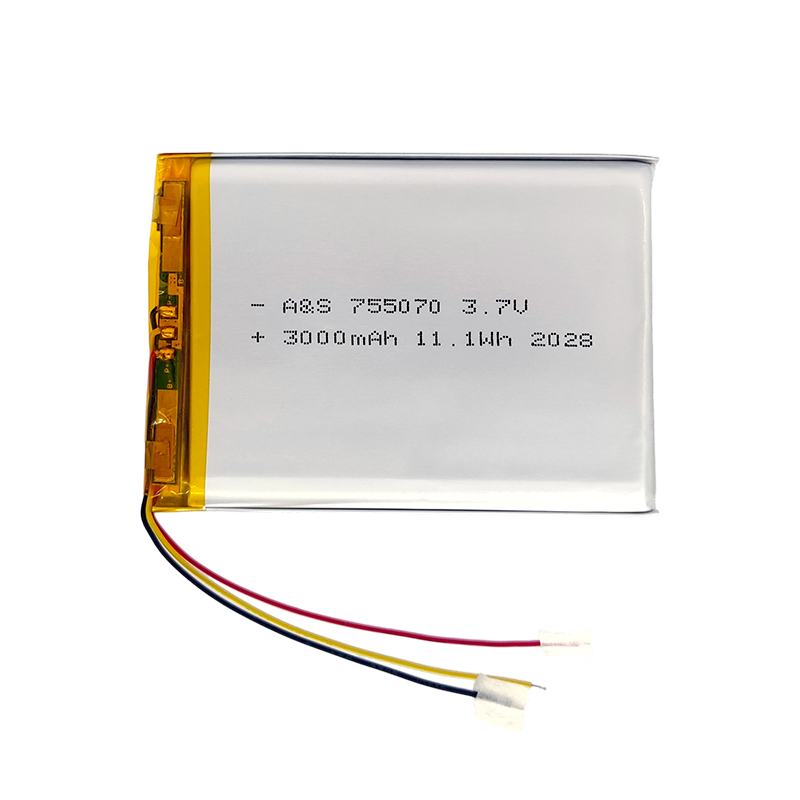 AS755070 3.7v 3000mAh Rechargeable LiPo Battery 500 Deep Cycles