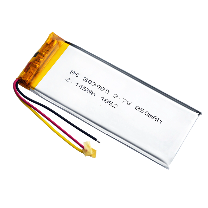 AS303080 3.7v 850mAh Lithium Polymer Battery 500 Deep Cycles