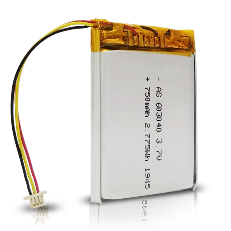 AS603040 3.7v 750mAh Rechargeable LiPo Battery 500 Deep Cycles