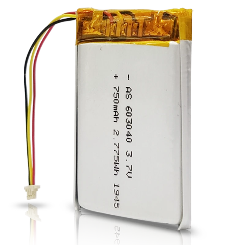 AS603040 3.7v 750mAh Rechargeable LiPo Battery 500 Deep Cycles