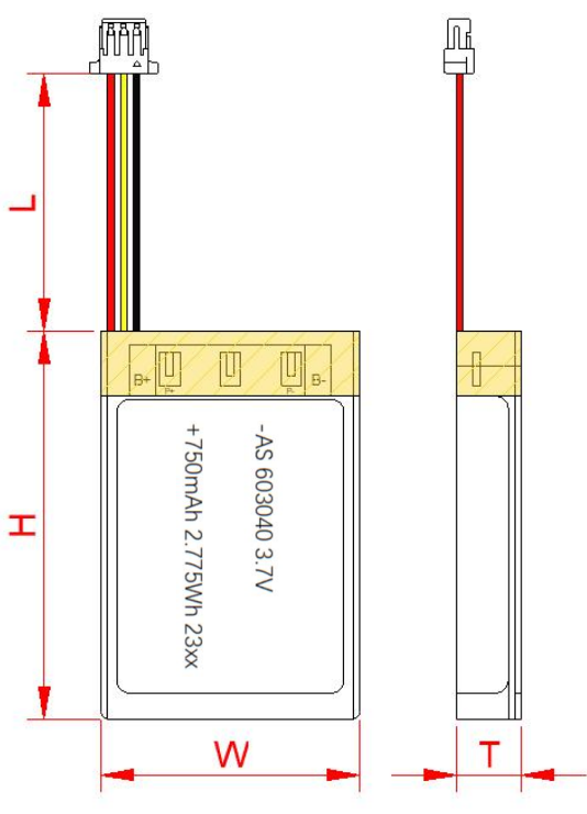 AS603040 3.7v 750mAh Rechargeable Lithium Polymer Battery AS603040 3.7v 750mAh Rechargeable Lithium Polymer Battery