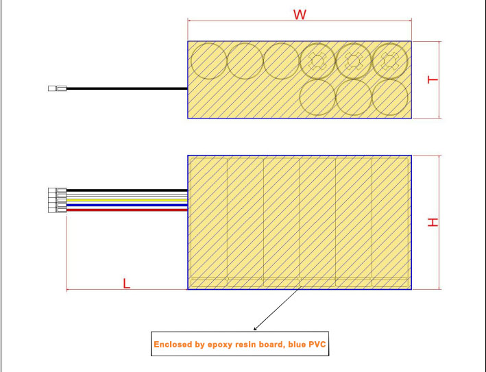 18650 3S3P battery dimensions