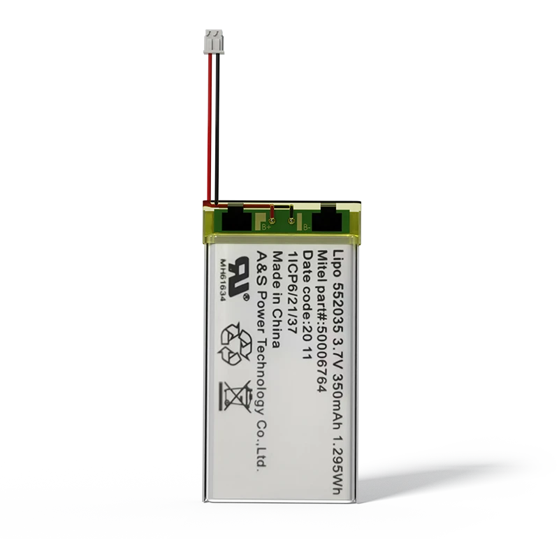 AS552035 3.7v 350mAh Rechargeable Li-Polymer Battery 500 Deep Cycles for IOT Device