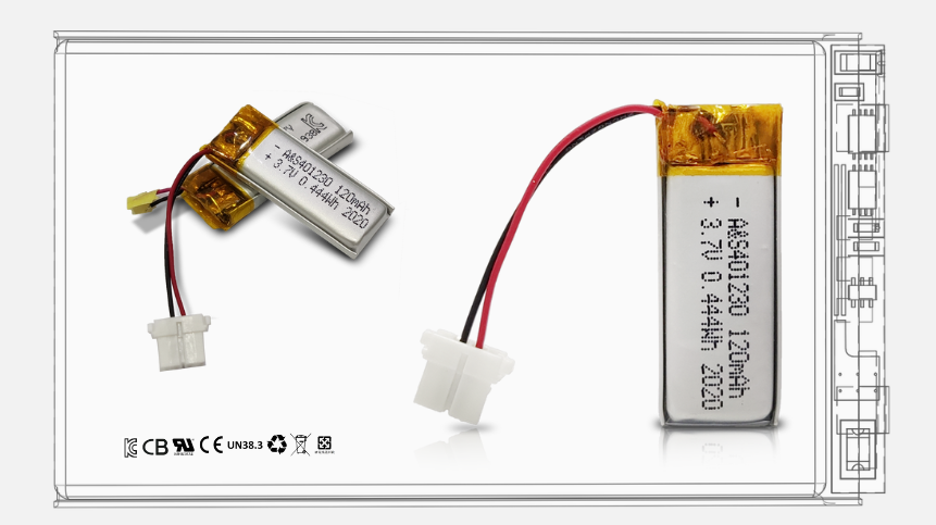  401230 3.7V 120mAh lithium polymer battery apply for KC certificate