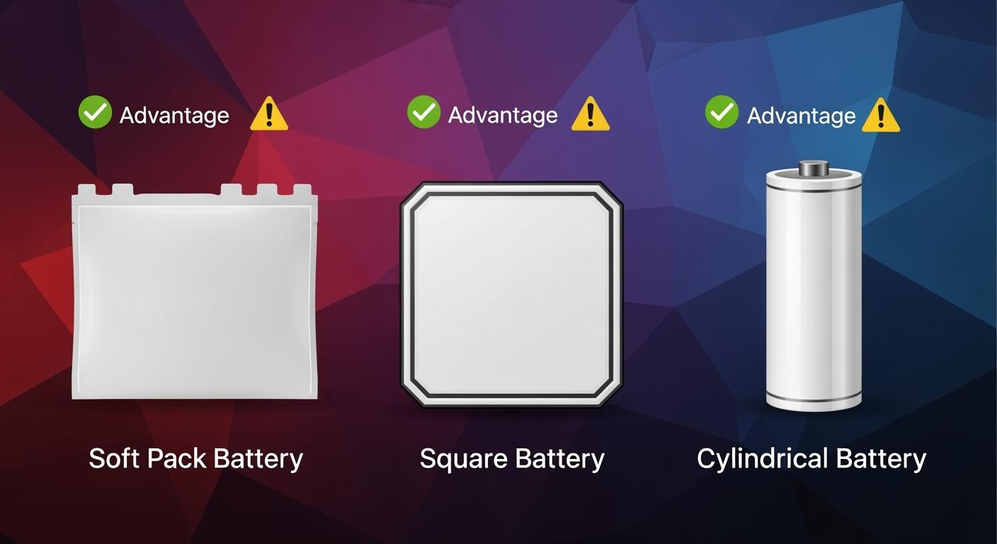 Comparison of advantages and disadvantages of soft pack, square and cylindrical battery