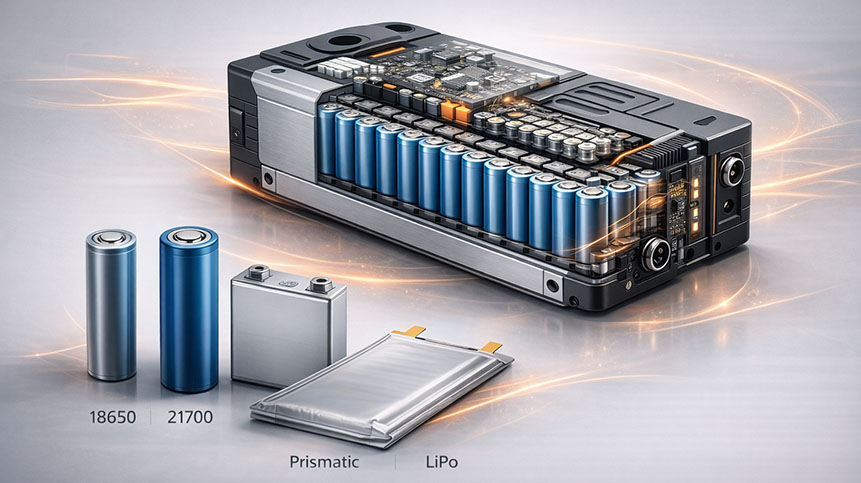 48V 20Ah lithium-ion battery pack using 21700 cells in 13S8P configuration
