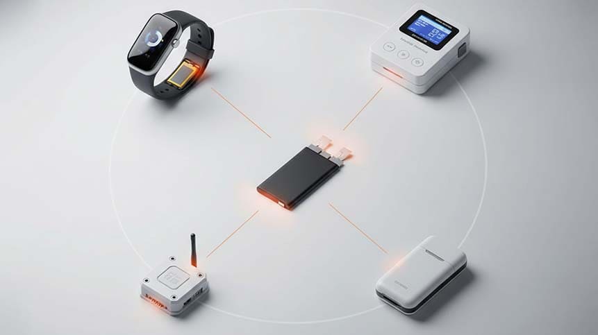 application collage of small lithium batteries