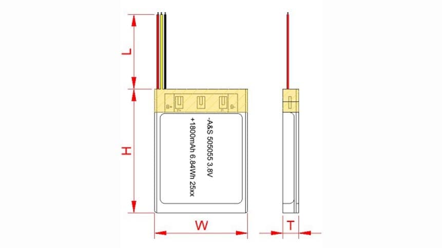 AS505055 3.8v 1800mAh Rechargeable Li Ion Polymer Battery