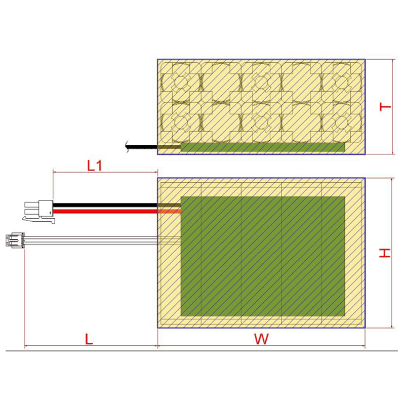 Dimensional Drawing of 21700 5S2P