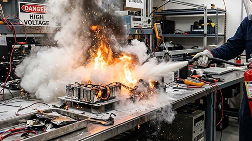 how to put out a lithium ion battery fire