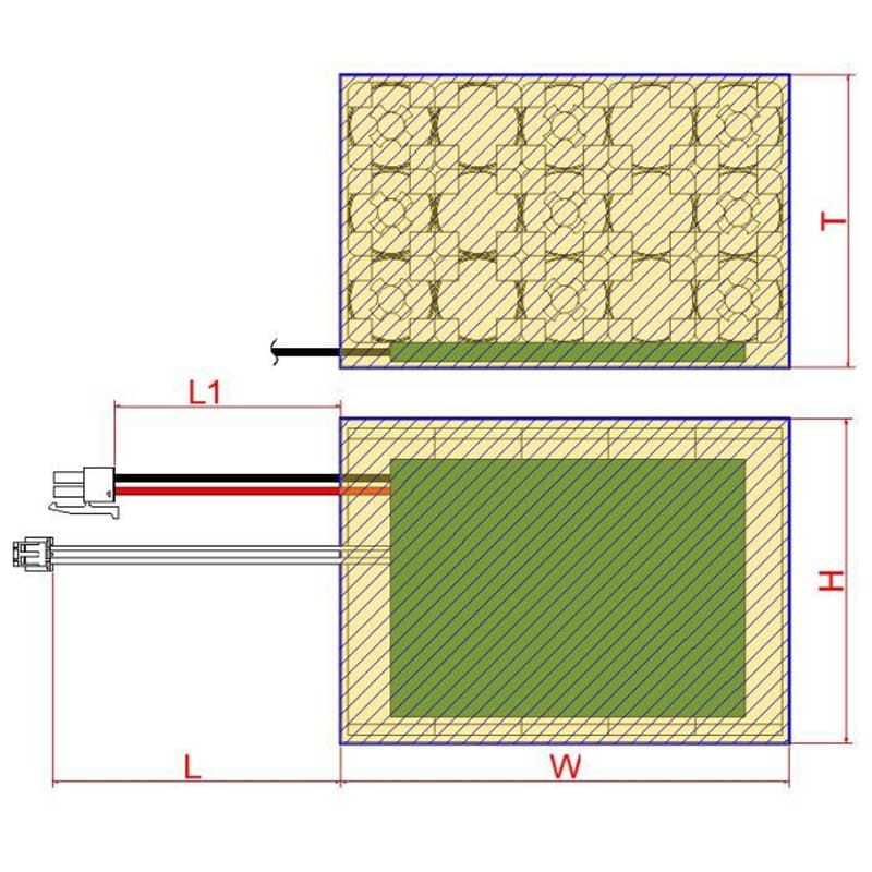 Dimensional Drawing of 21700 5S3P