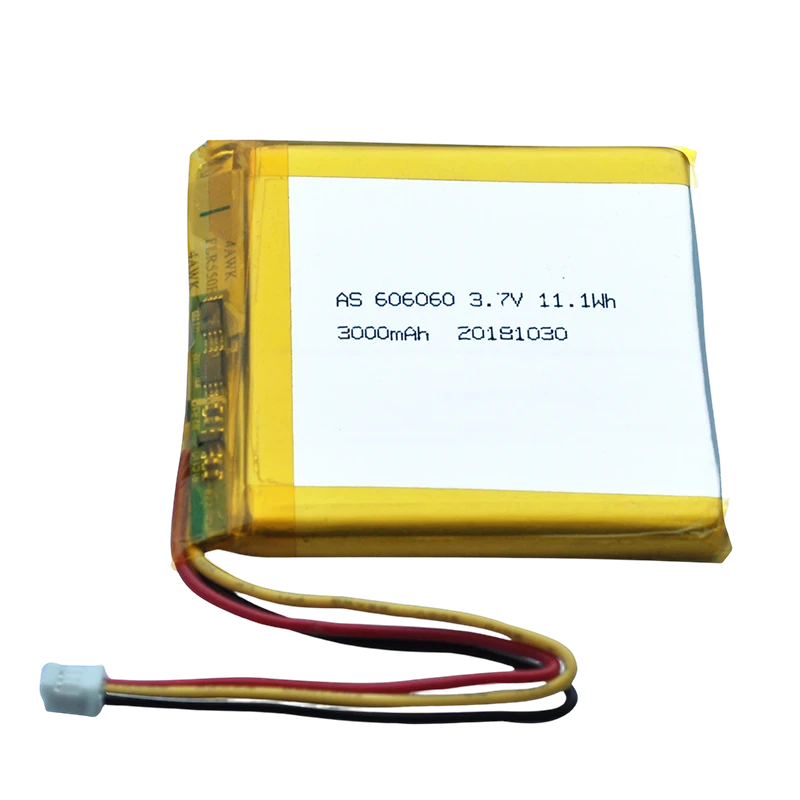 AS606060 3.7v 3000mAh 11.1Wh Lithium Polymer Battery