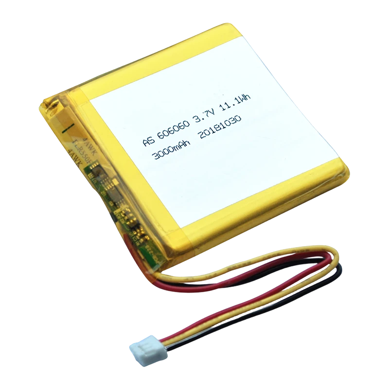 AS606060 3.7v 3000mAh 11.1Wh Lithium Polymer Battery