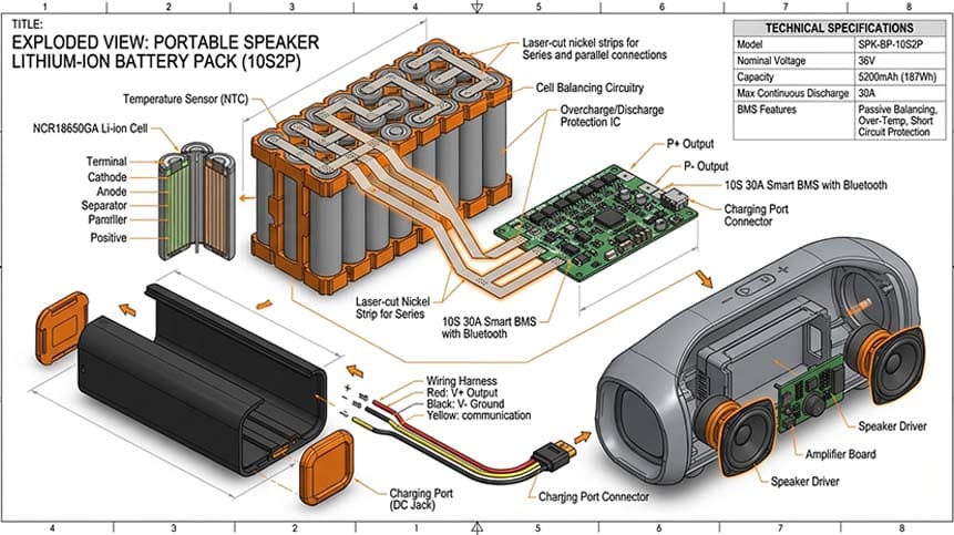 Technical Structure of a Speaker Battery Pack