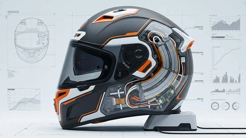 Custom Shaped LiPo Battery Pack for Smart Helmet