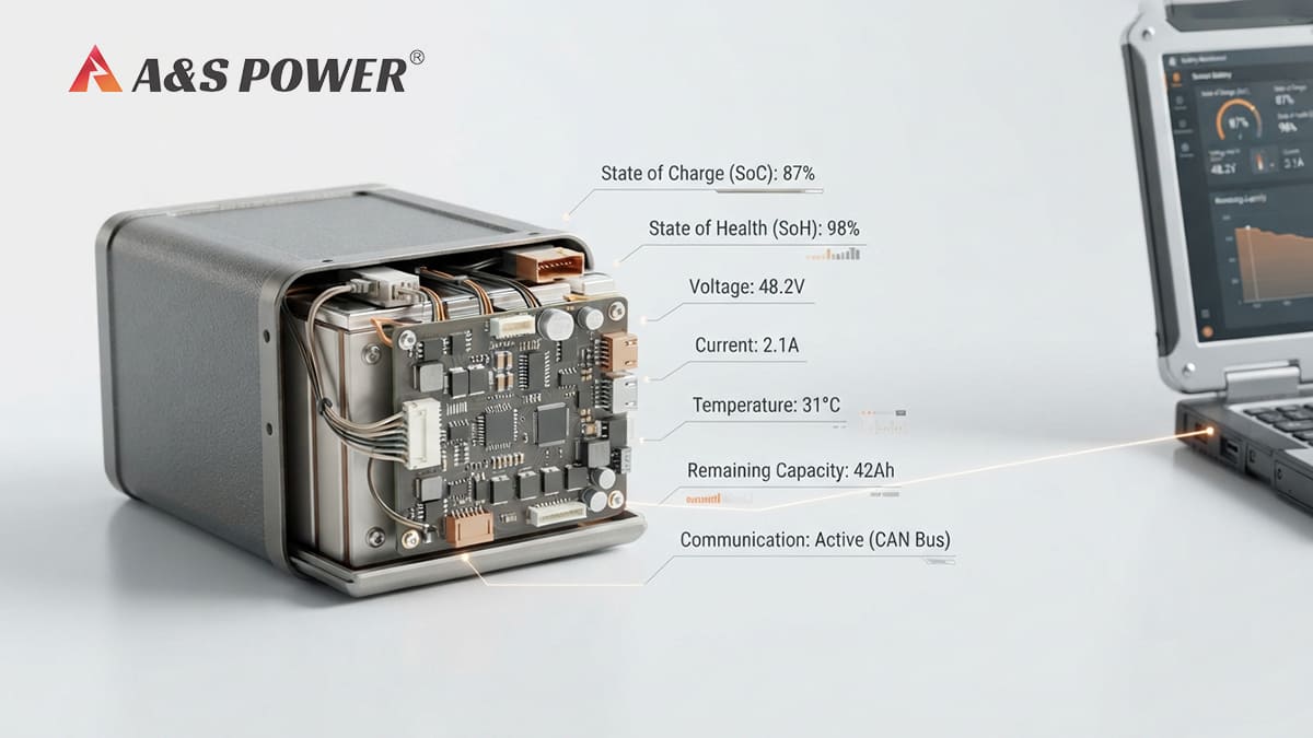 What Is a Smart Battery? Smart Battery Pack and BMS Smart battery pack with BMS, battery monitoring, and communication system